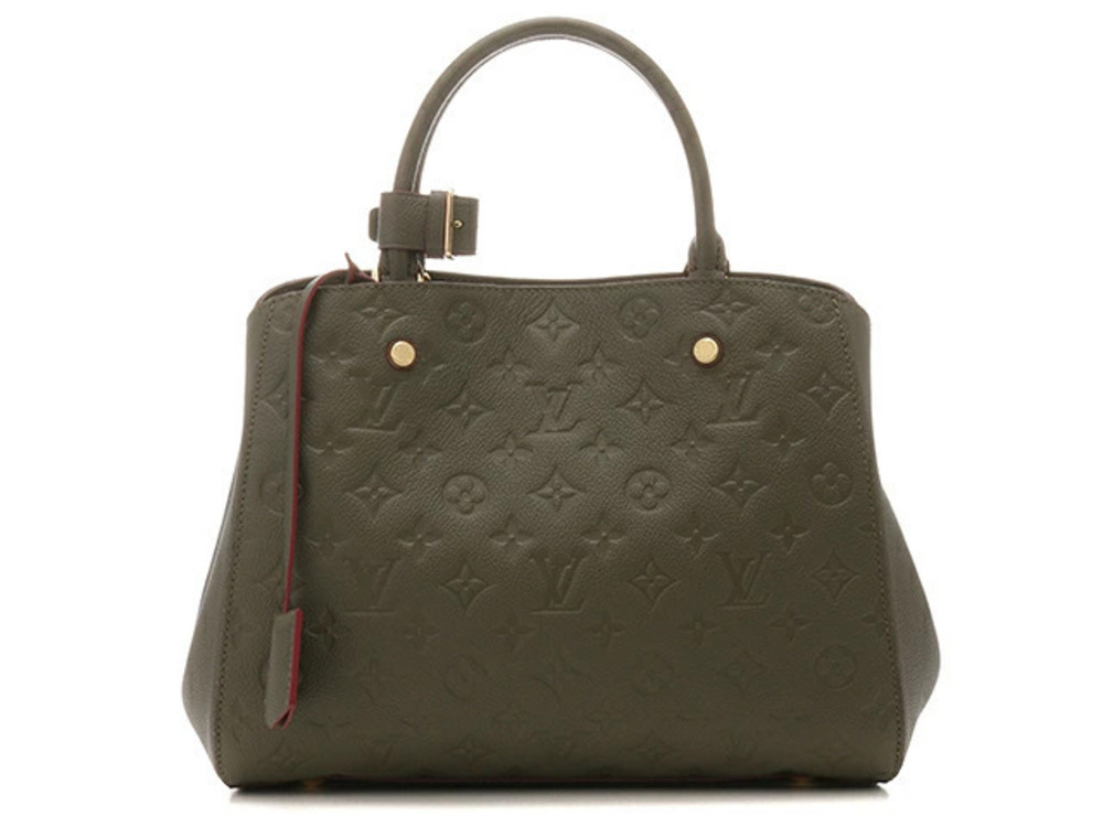 LOUIS VUITTON Montaigne Handbag Monogram Empreinte Khaki Green Fango
